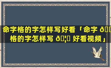 命字格的字怎样写好看「命字 🐱 格的字怎样写 🦋 好看视频」